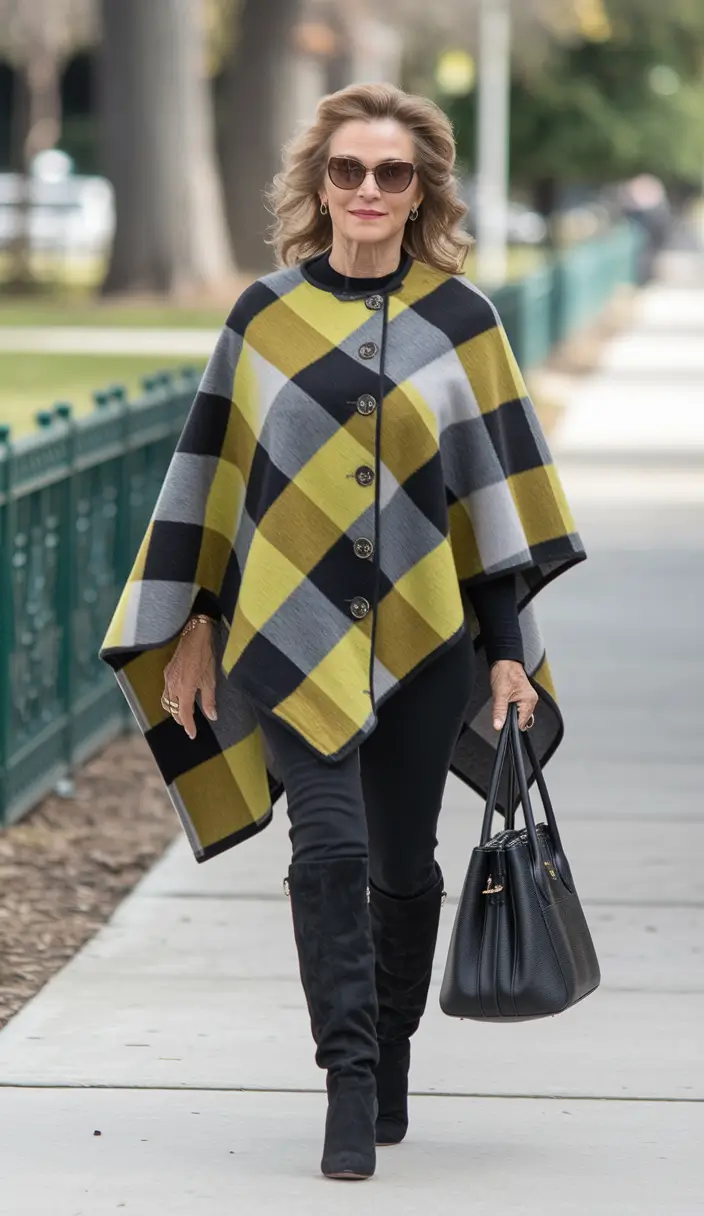 fall outfits for women over 50 plus size Statement Cape: Vintage Glamour with a Modern Punch