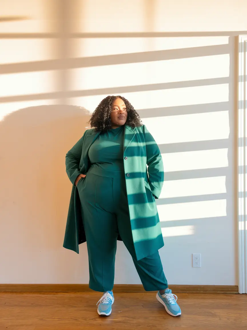 curvy fall outfits 2025 Bold Monochrome Power