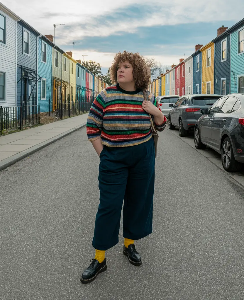 curvy fall outfits shein Playful Stripes and Pop Accessories
