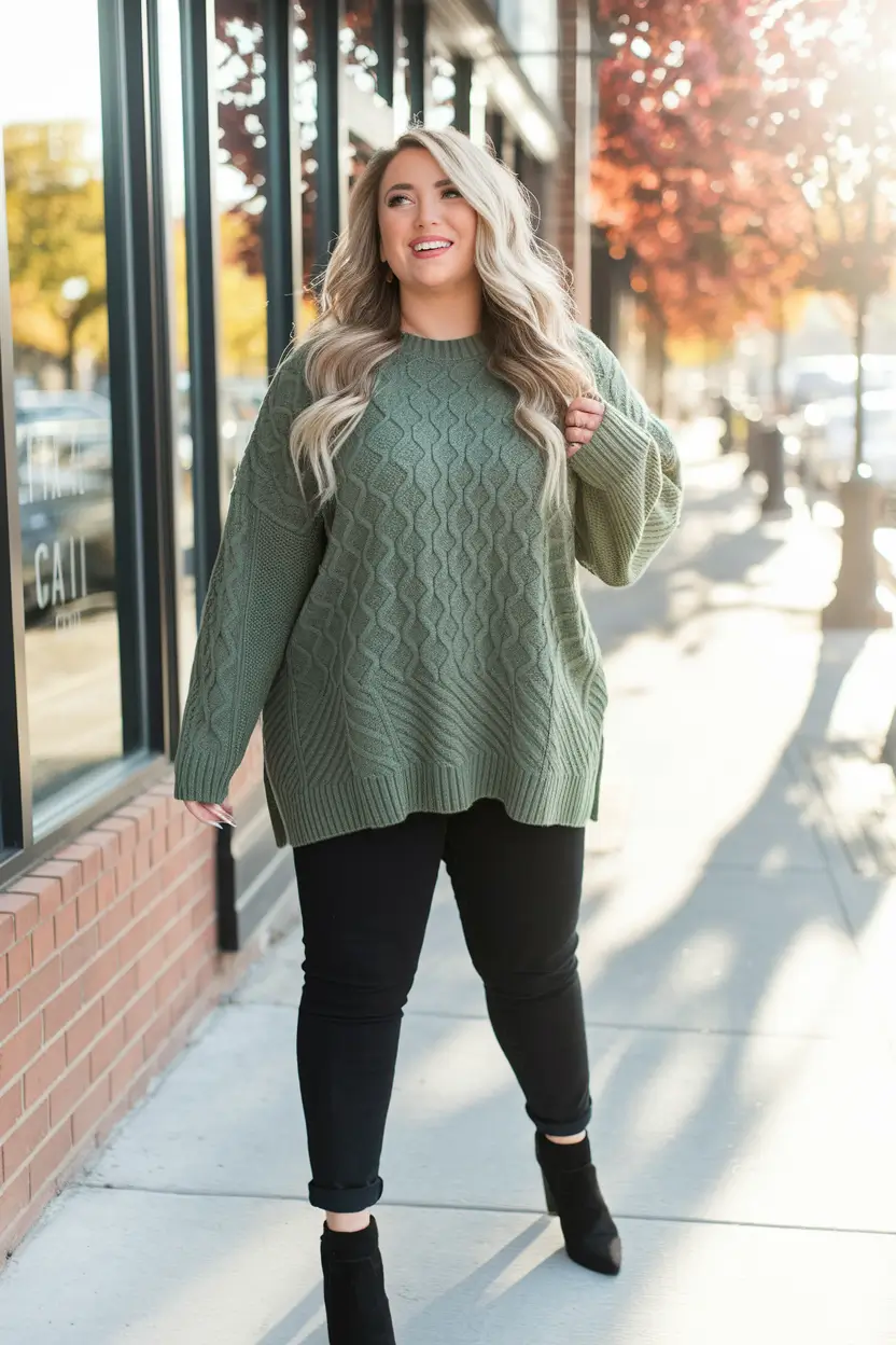 fall plus size capsule wardrobe Cable Knit & Confidence