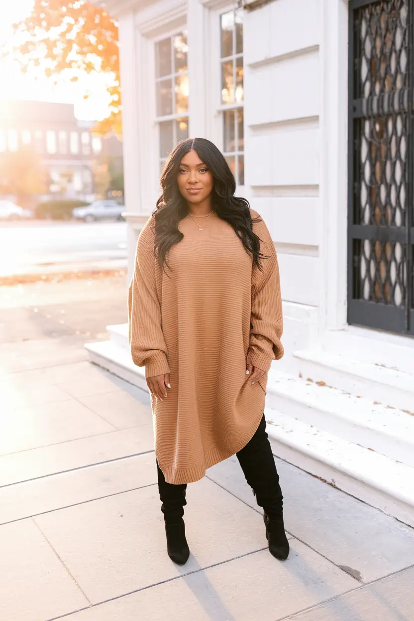 fall plus size capsule wardrobe The Ultimate Sweater Dress Moment