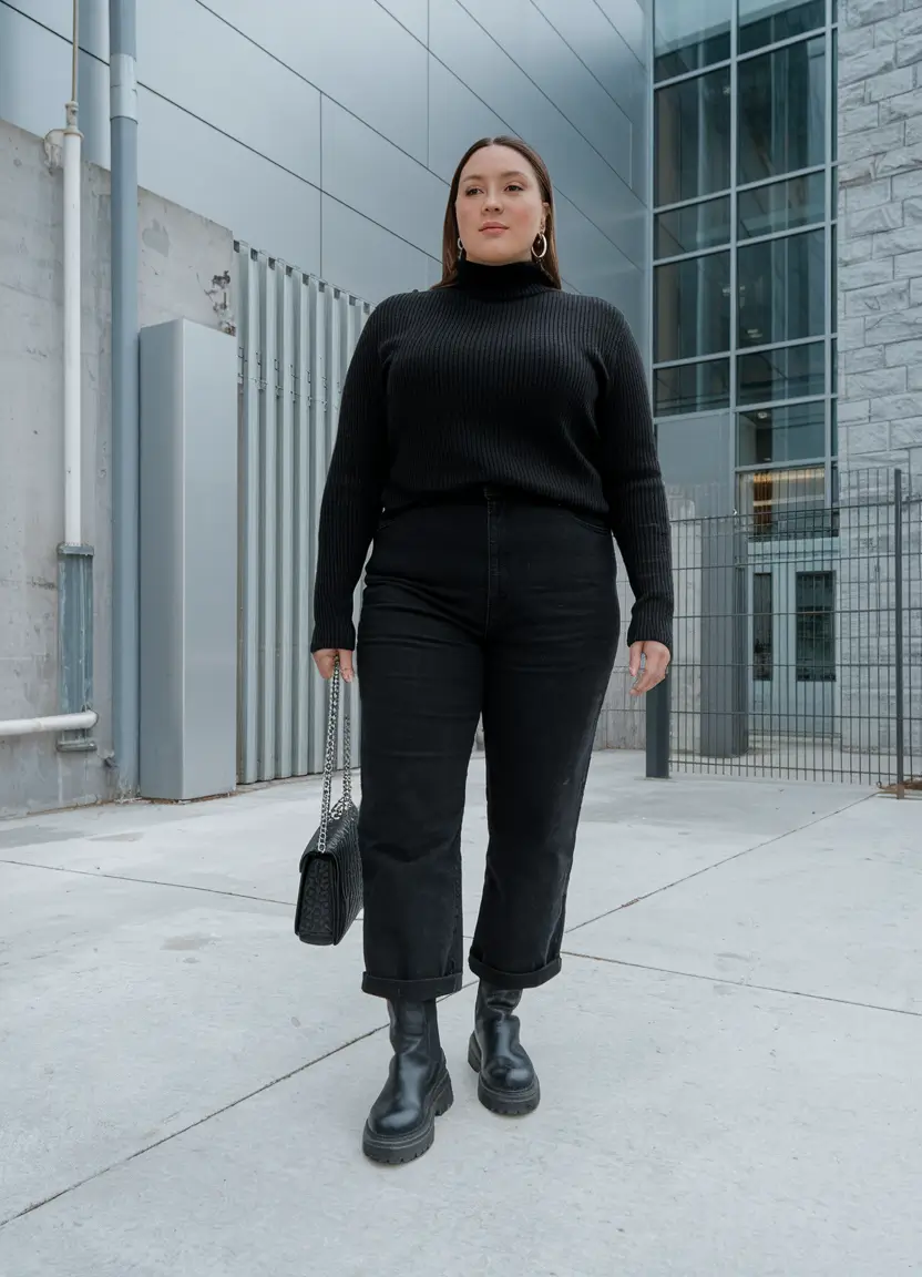 fall plus size capsule wardrobe ideas 2025 All Black, All Power