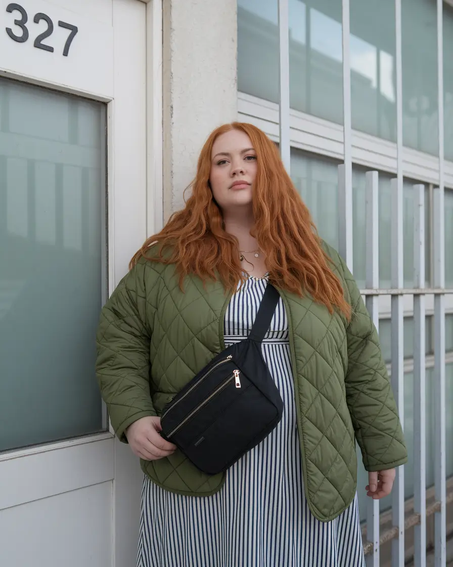 fall plus size capsule wardrobe ideas 2025 Utility and Ease with a Quilted Edge