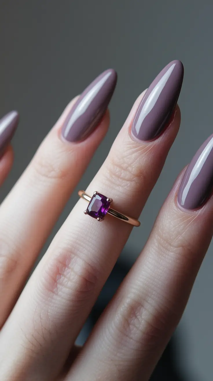 september nails color fall gel short Amethyst Taupe for Moody Autumn Glam