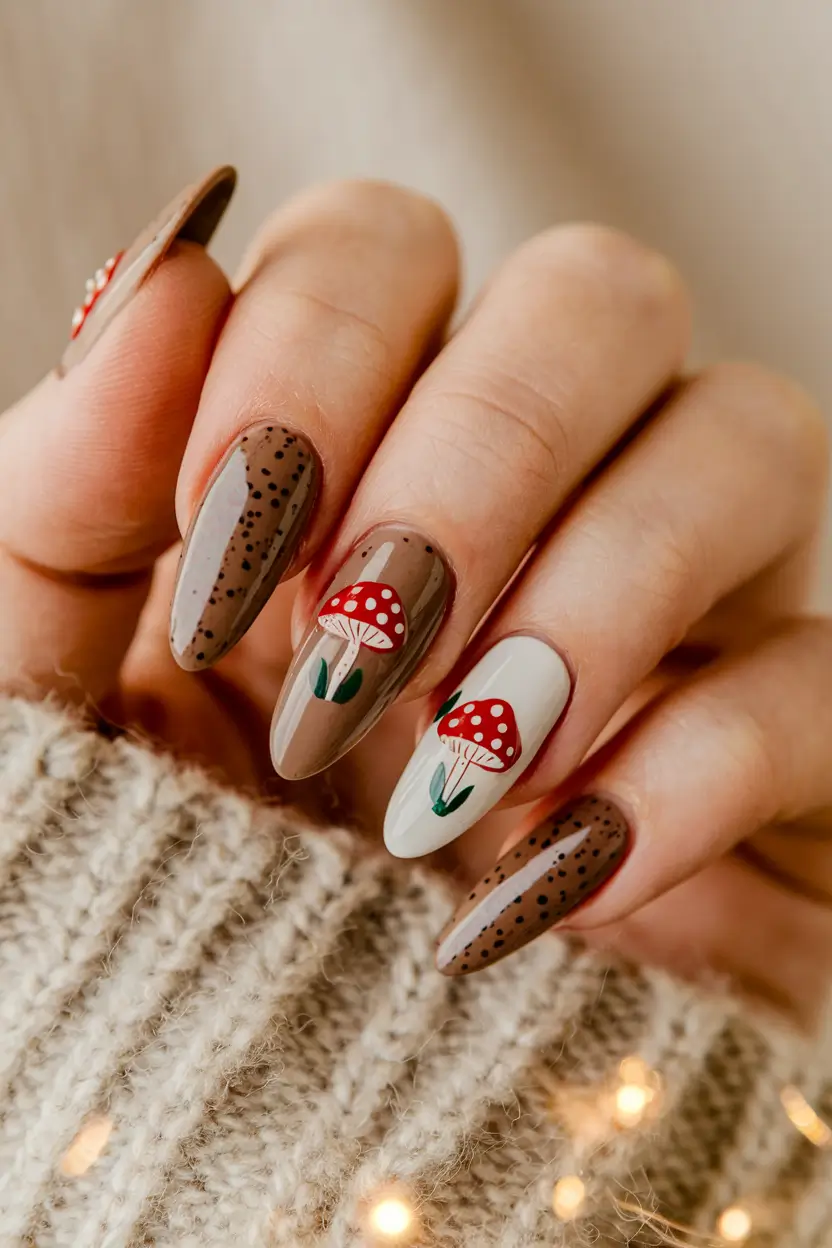 september nails color fall dip powder Toadstool Cottagecore with an Autumn Twist