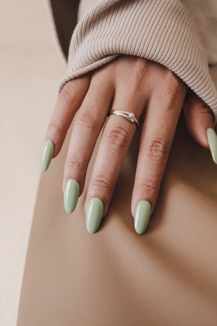 september nails colors 2025+Dusty Sage for Soft Fall Energy