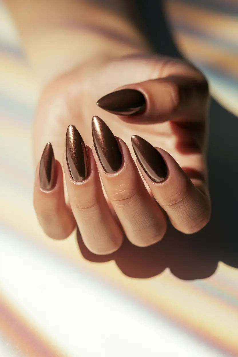 september nails color fall 2025 Velvet Cocoa Chrome