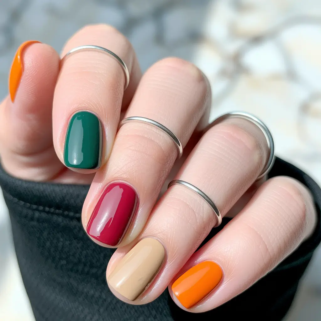 september nails colors 2025 Harvest Patch Multicolor Minimalism