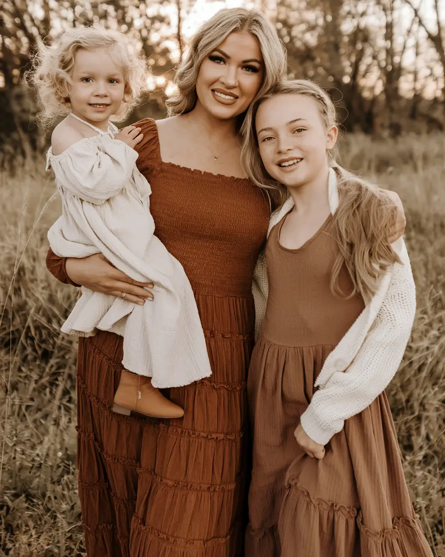 fall family photo outfits 2025 All the Earth Tones in One Feminine Trio