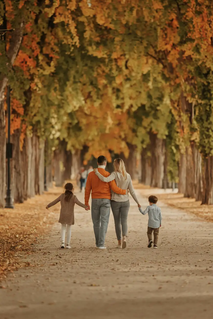 fall family photo outfits 2025 Laid-Back Stroll with Cozy Neutrals