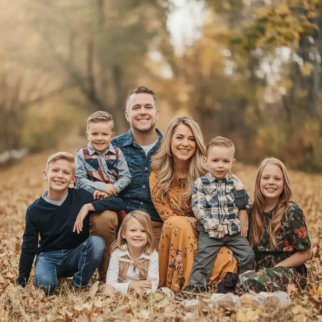 fall family photo outfits 2025 Warmth and Color for a Big Crew