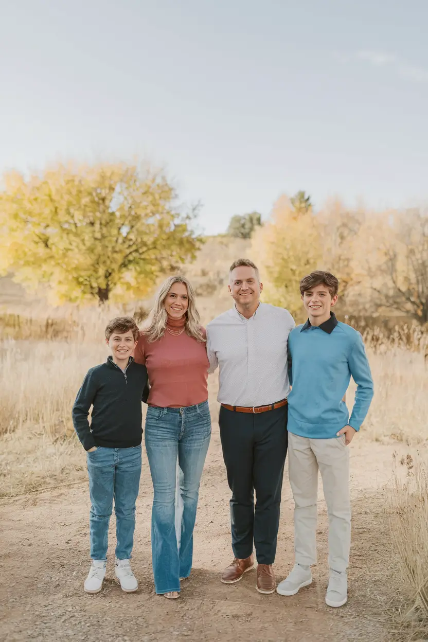 fall family photo outfits 2025 Modern Blue Hues Meet 90s-Inspired Denim