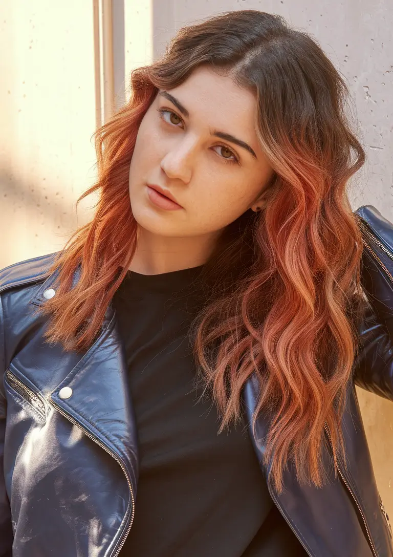 september hair color ideas brunette highlights + Ombre Cinnamon Melt with Rooted Depth