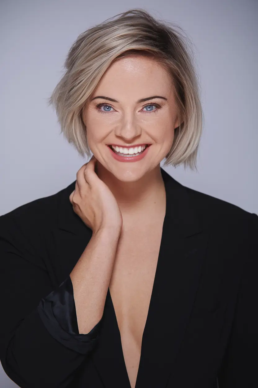 september blonde hair color + Platinum Ash with Root Shadow