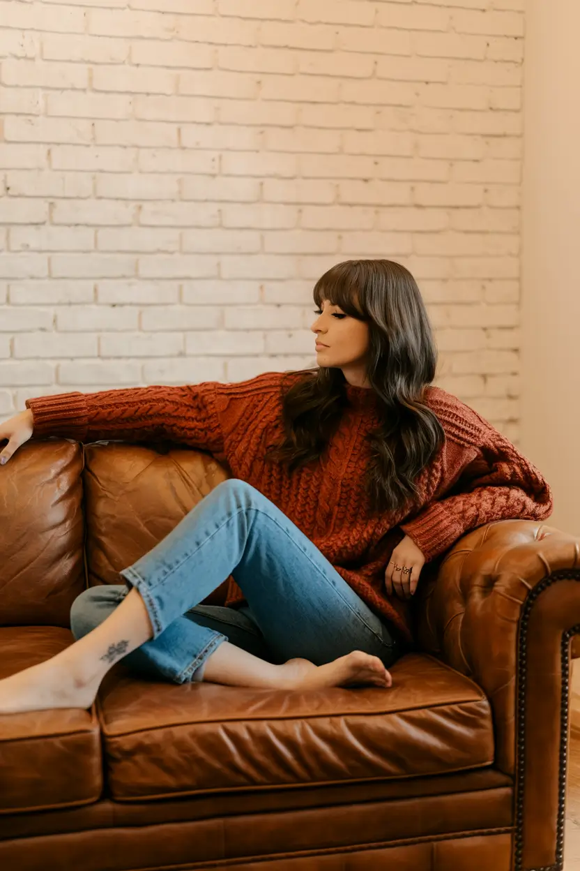 warm fall hair color for brunettes Espresso Brunette with Blunt Bangs