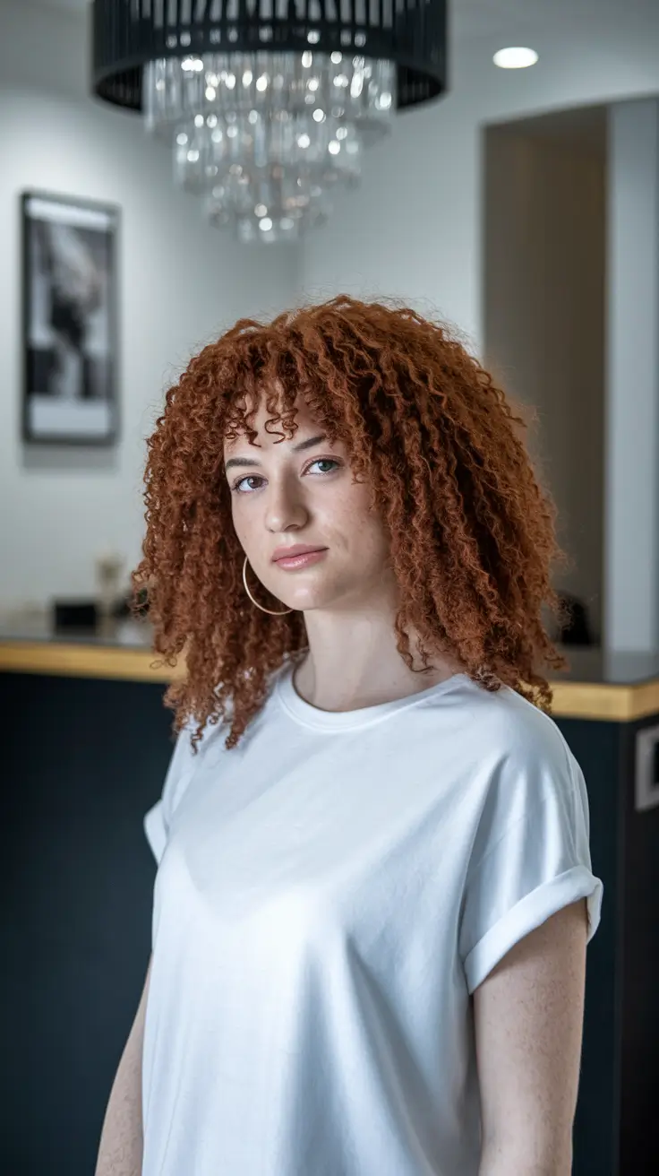 warm fall hair color red Textured Auburn Ringlets with Natural Volume