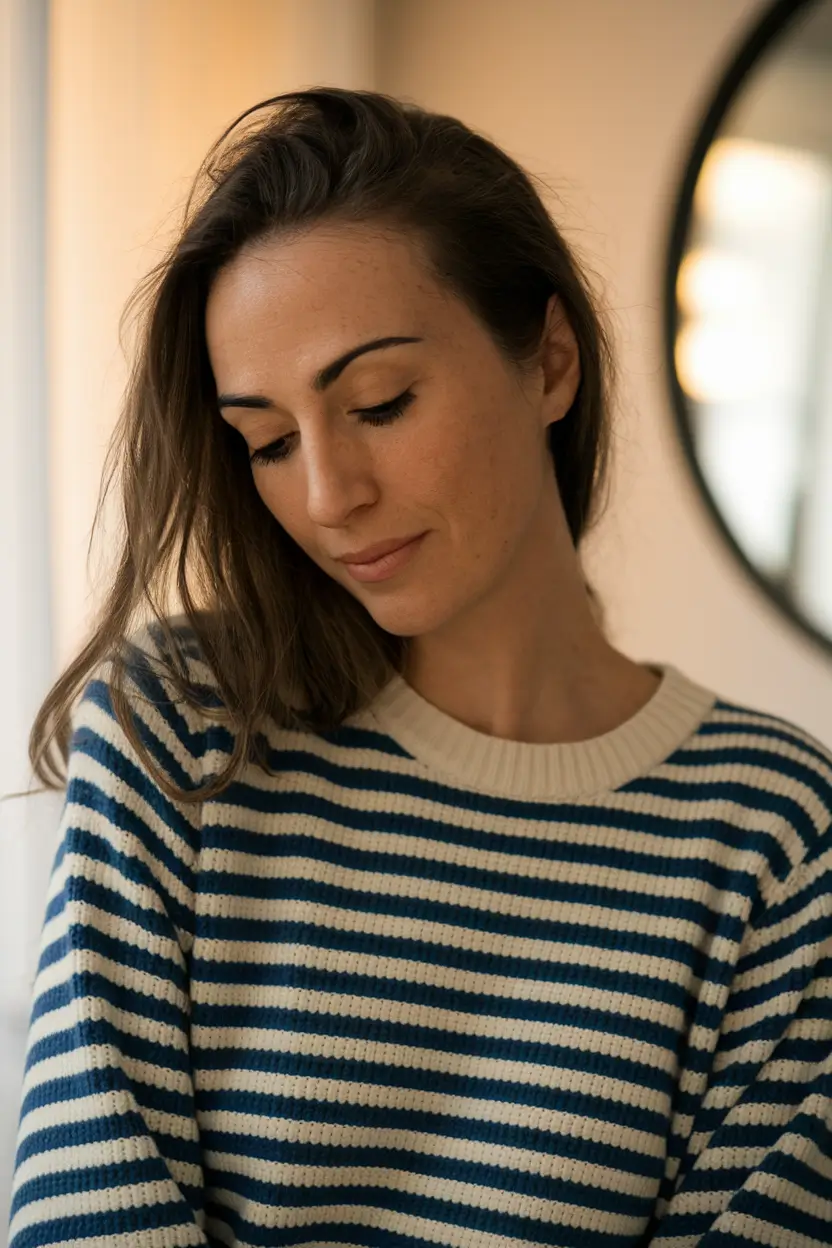 warm fall hair color for short hair Natural Brunette with Minimal Styling