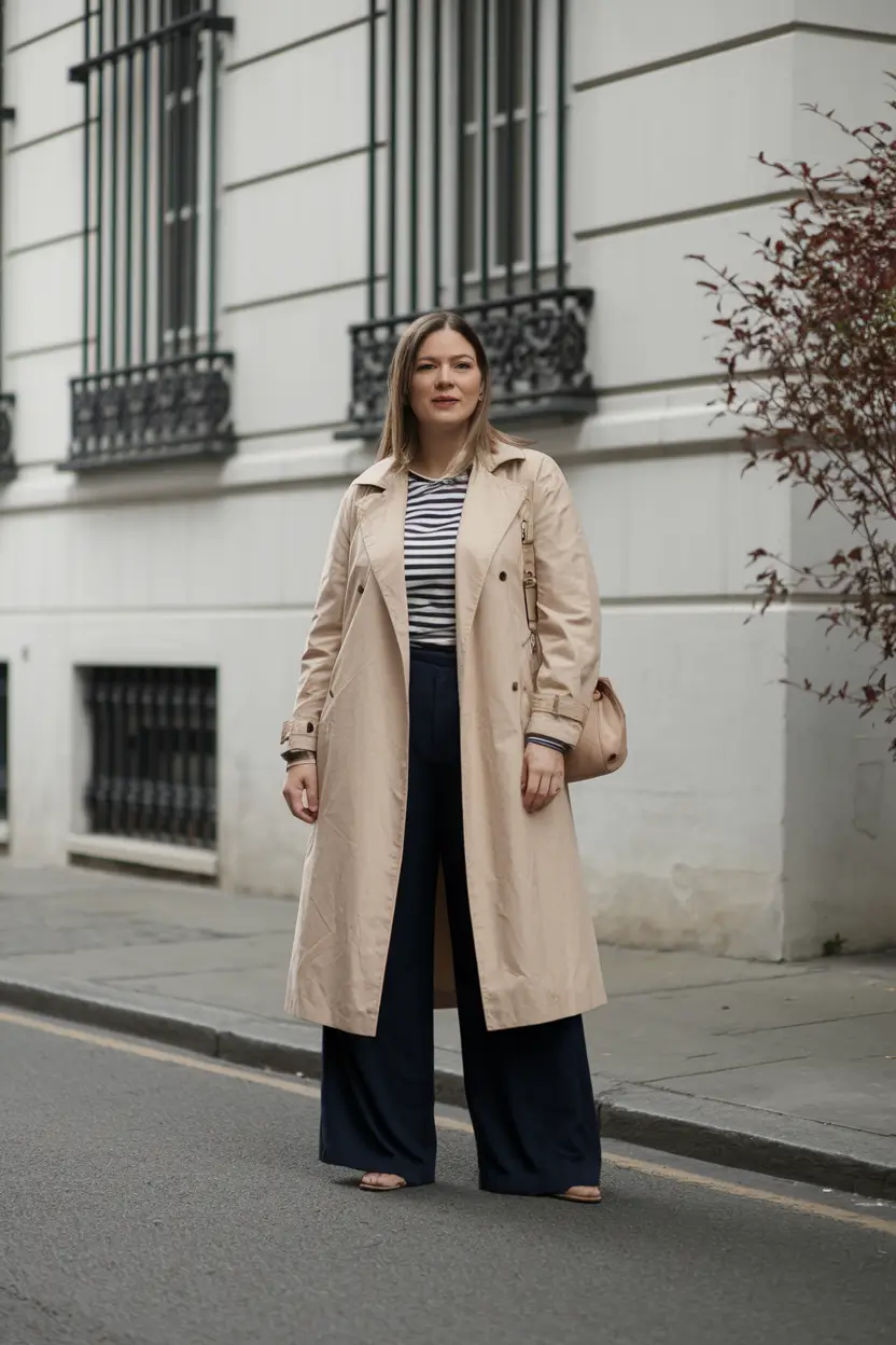 midsize fall outfits 2025 work Parisian Stripes with a Twist