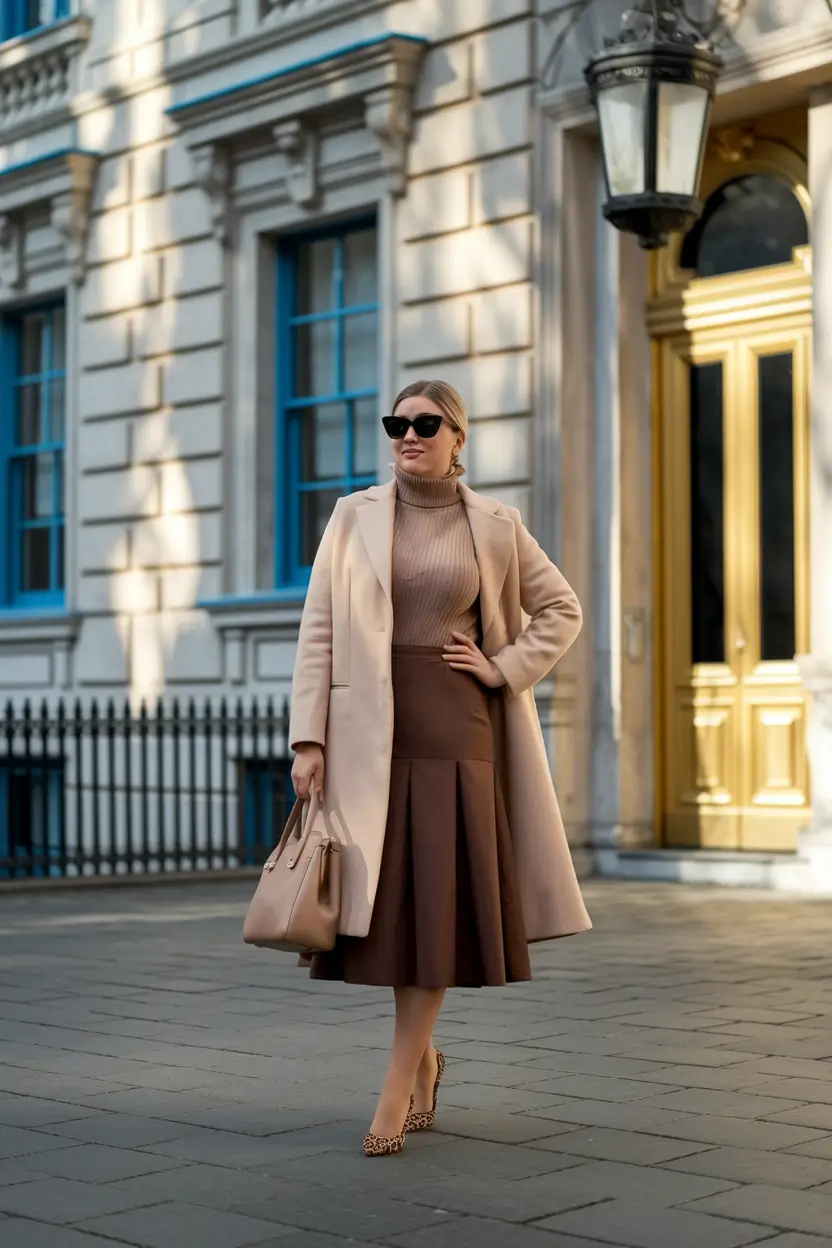 midsize fall outfits 2025 work Elegant Chocolate Layers for Work and Weekend