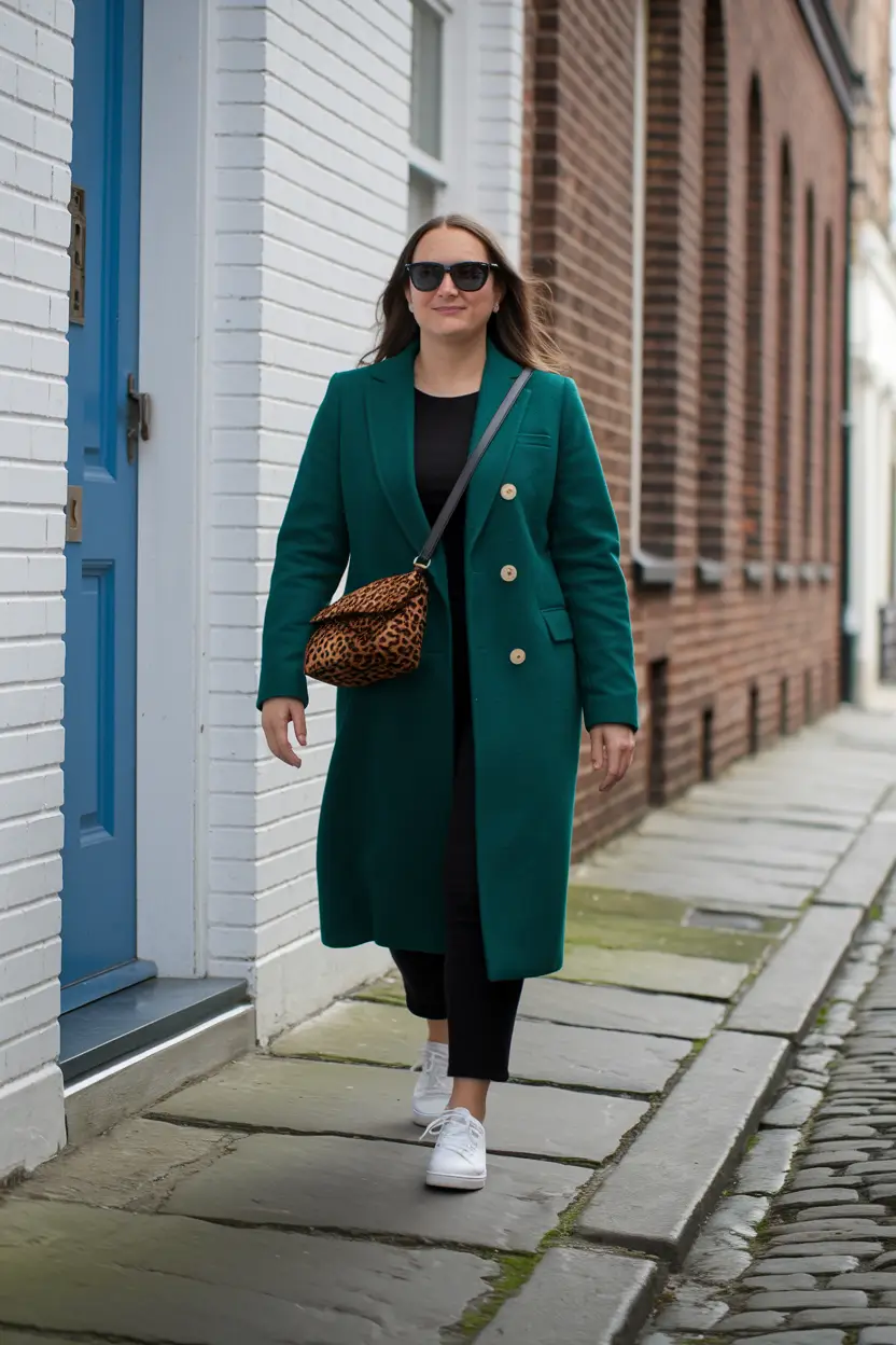 midsize fall outfits 2025 casual Pop-of-Green with Urban Edge