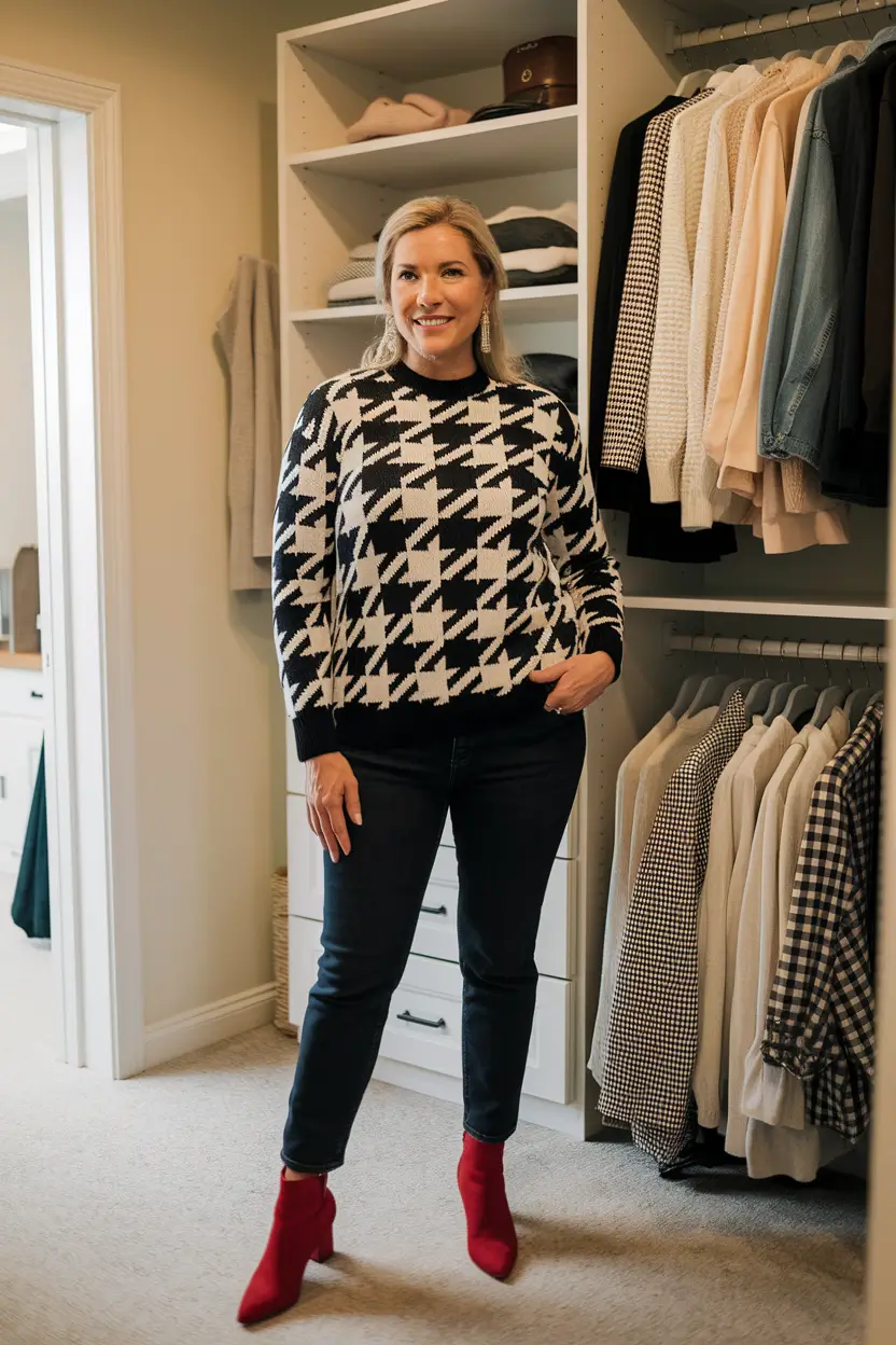 midsize fall outfits 2025 jeans Bold Graphics & Weekend Energy