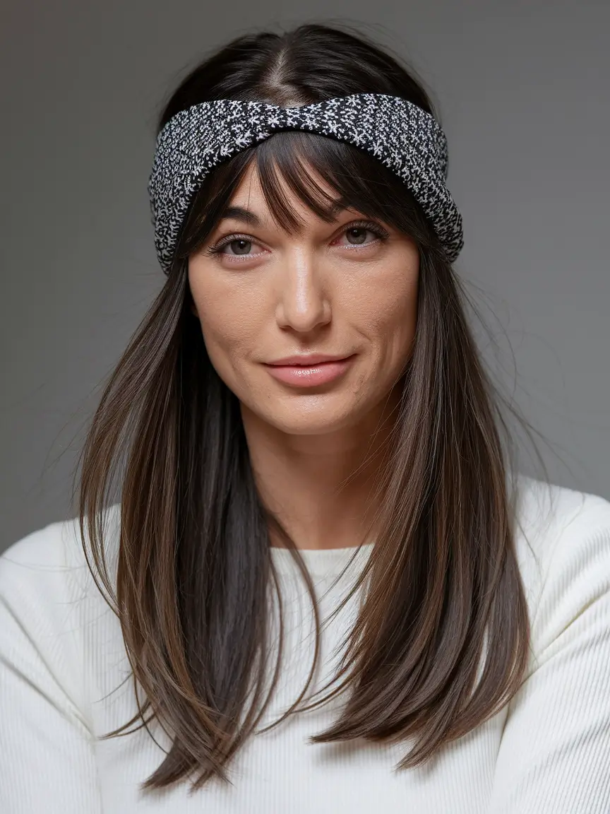 Modern hairstyle for Fall Hair 2025 Headband + Curtain Bangs Revival