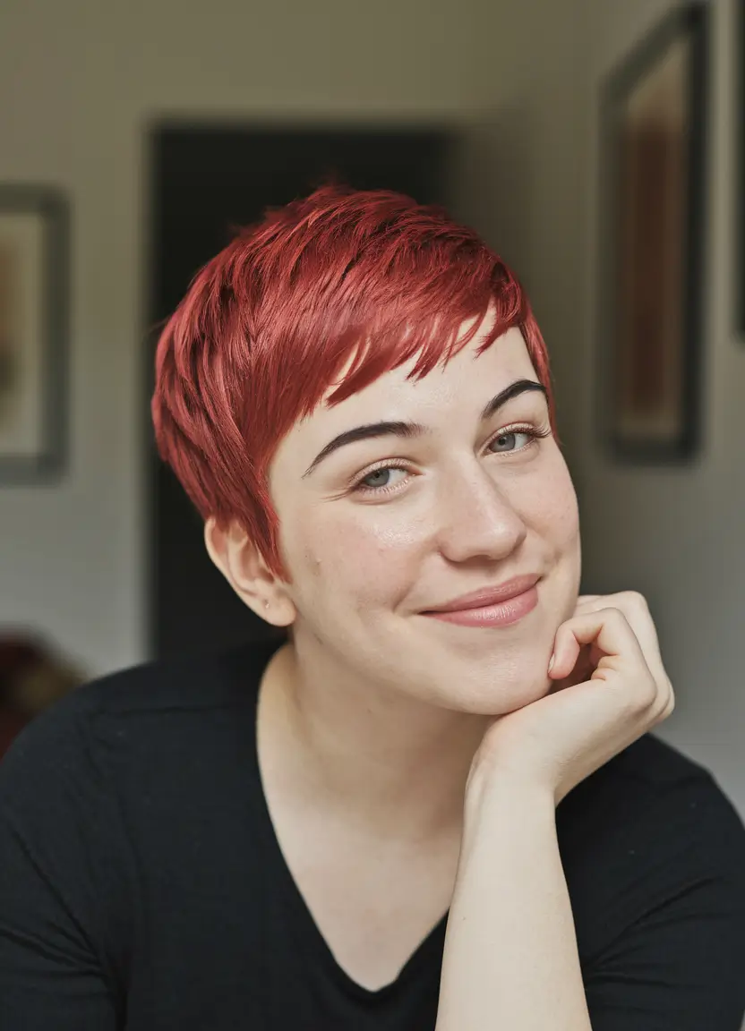 hair color ideas Candy Apple Pixie Crop