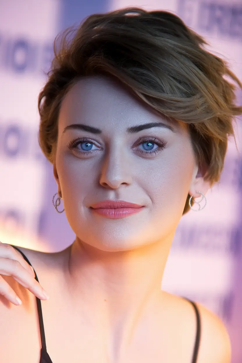 pixie haircut for fall Effortless Asymmetry with Sandy Warmth