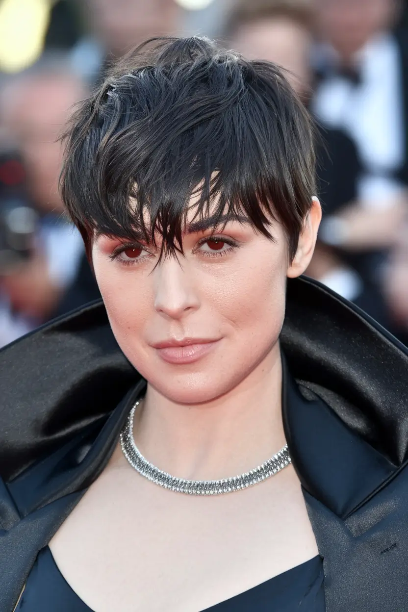 pixie haircut fall colors Runway-Worthy Wet Fringe Pixie