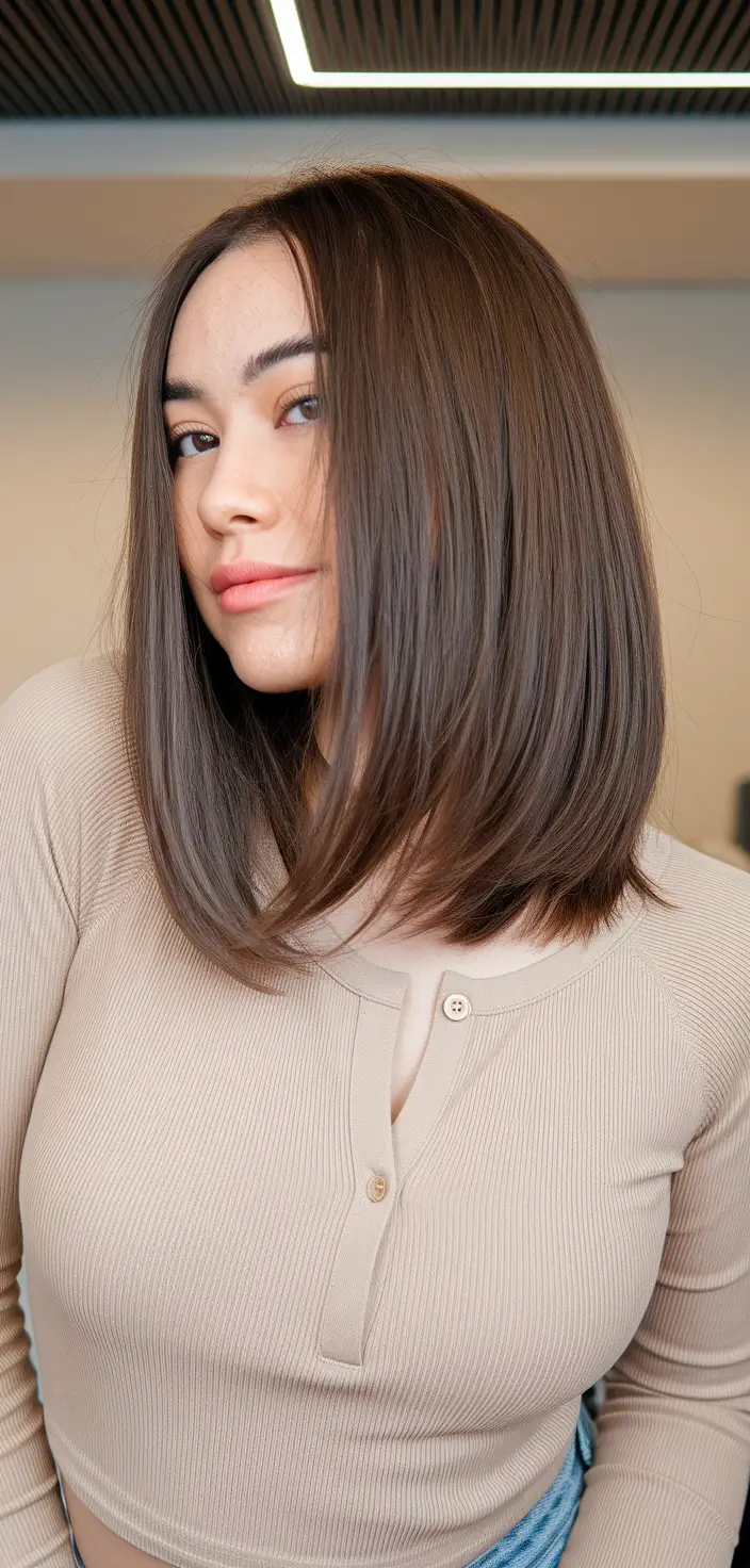 fall brunette hair color medium Natural-Looking Long Bob with Espresso Depth