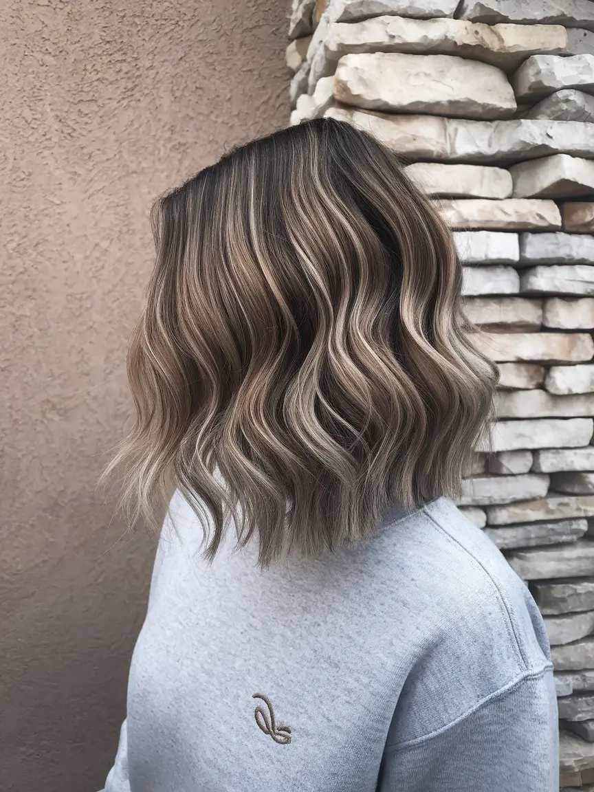 fall brunette hair color balayage 2025 Cool Brunette Balayage with Smoky Waves