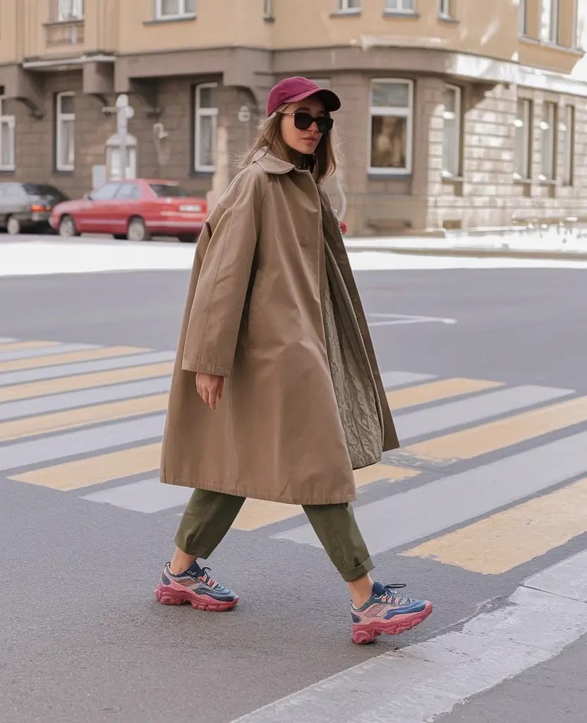 Copenhagen street Oversized Trench and Sneakers, But Make It Chic