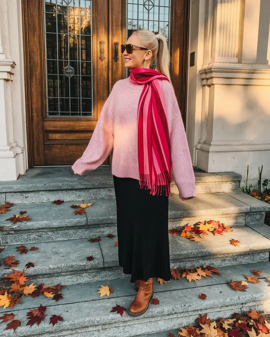 new fall styles 2025 Cozy Pink With a Pop of Confidence