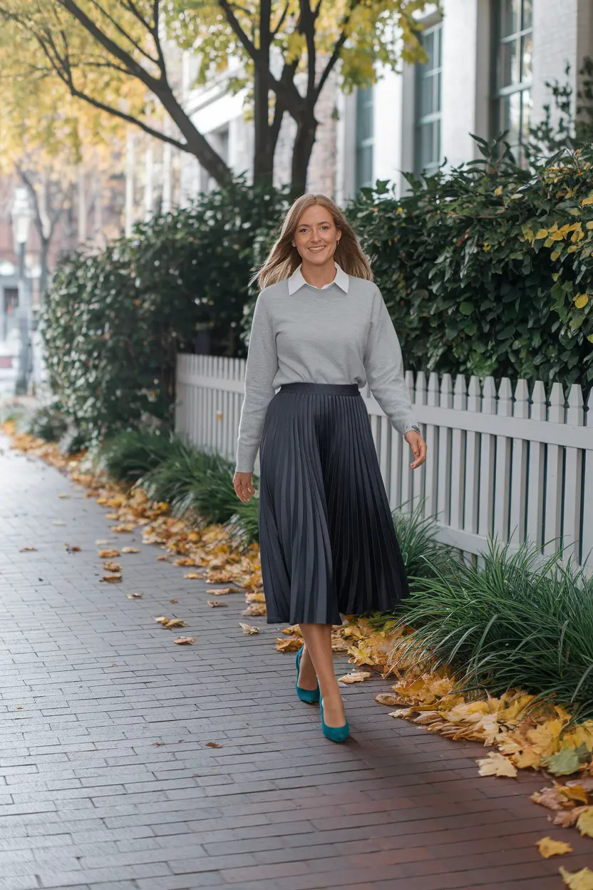 fall office outfits for women skirt Timeless Neutrals with a Feminine Twist
