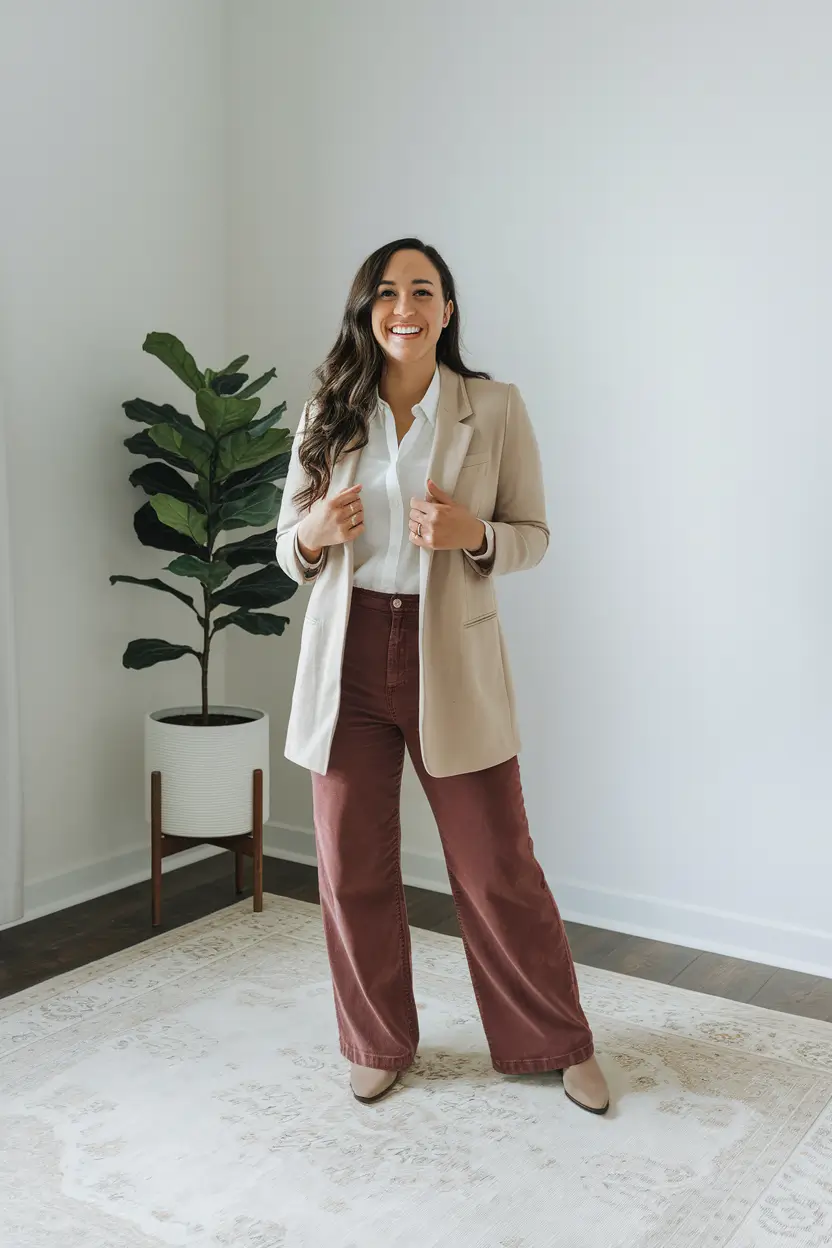 fall office outfits for women work Tailored Neutrals with Autumn Warmth