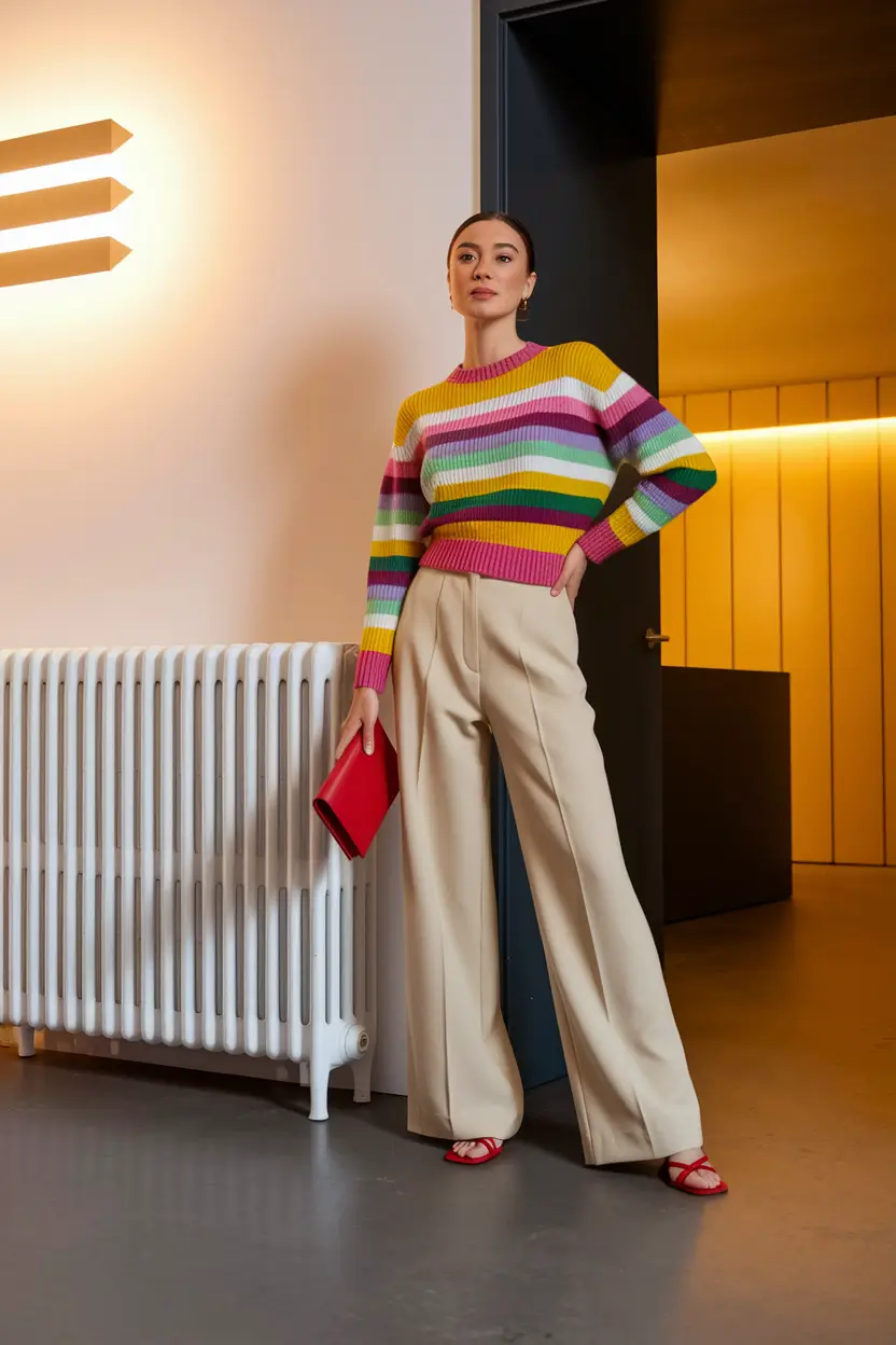 fall office outfits for women casual Colorful Confidence with Tailored Ease