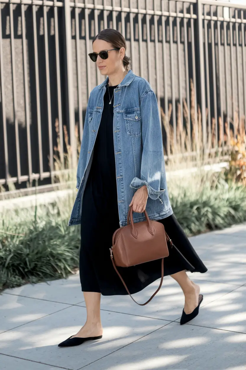 fall work outfits for women casual jeans+Laidback Layers with a Denim Twist