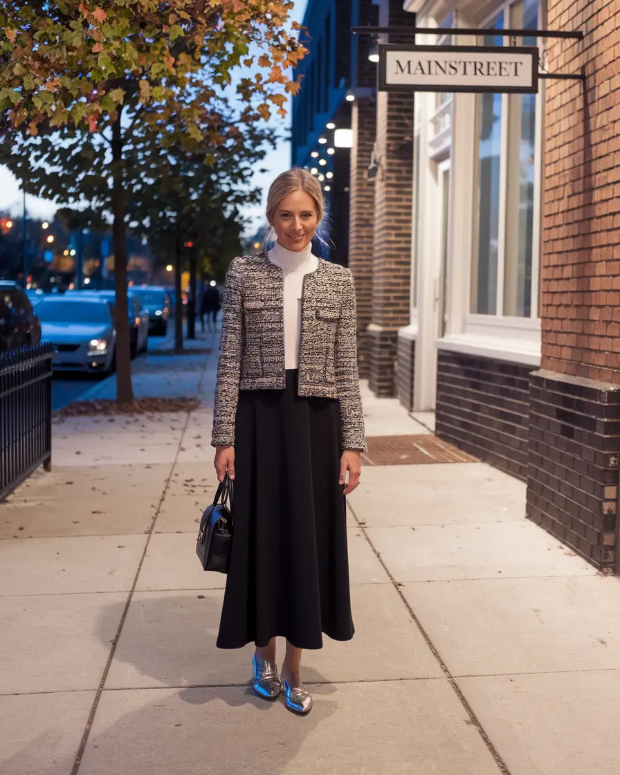 fall work outfits for women 2025 Modern Classic with a Metallic Twist