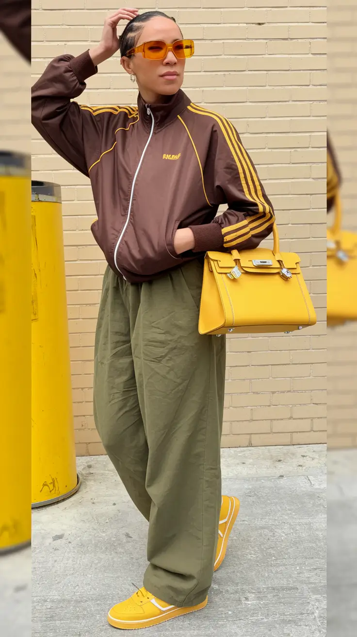 On-Trend Fall outfits Ideas 2025 Sporty Chic with a Golden Pop