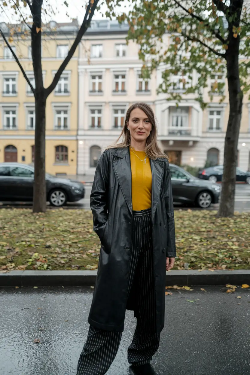 On-Trend Fall outfits Ideas 2025 Pinstripes, Mustard, and Power Layers