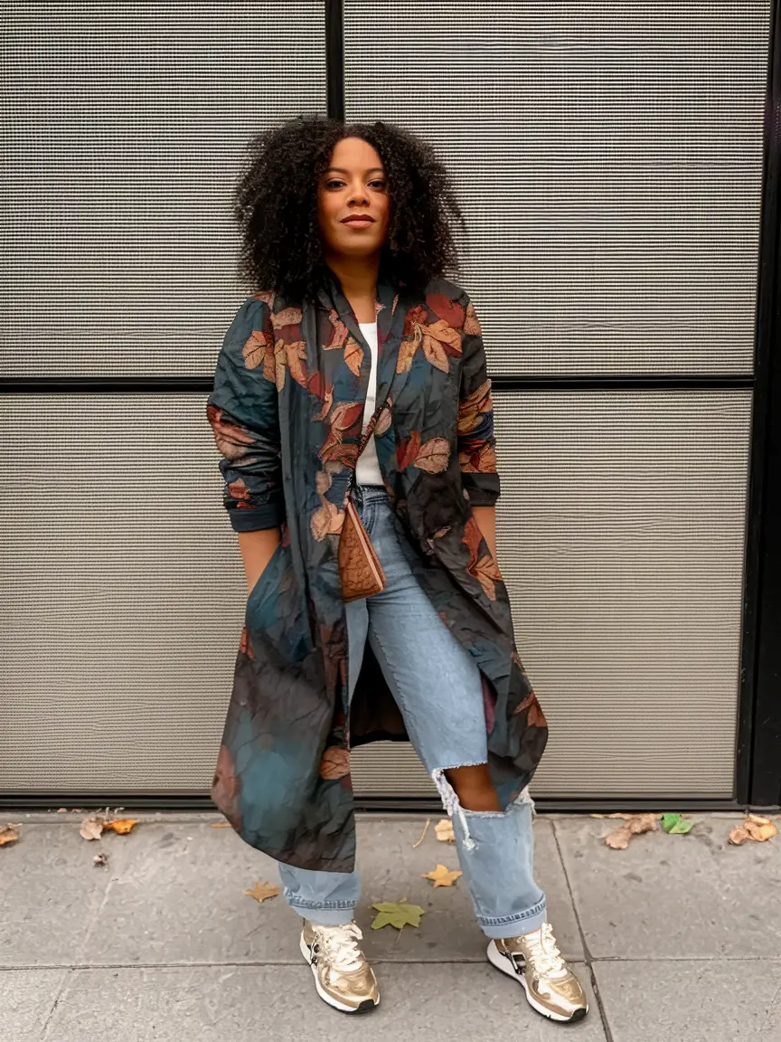 On-Trend Fall outfits Ideas 2025+Floral Statement Over Ripped Denim