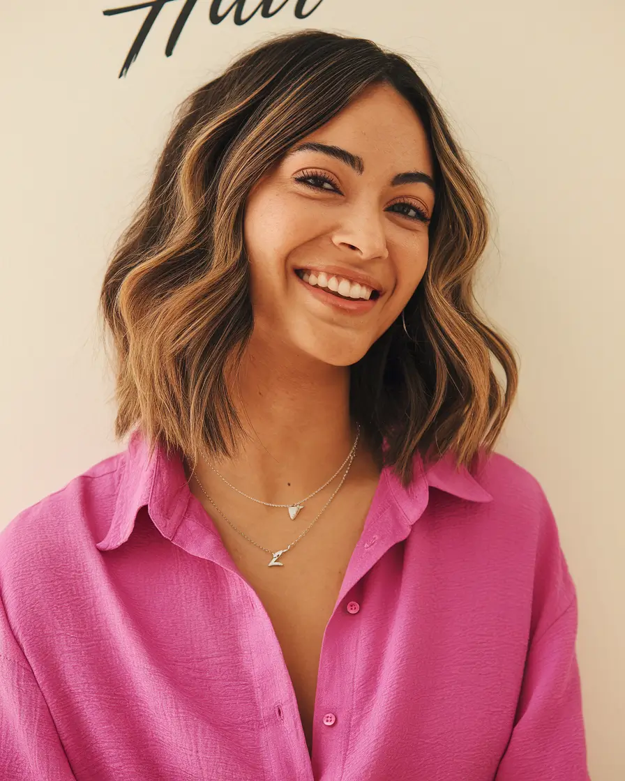 short thick hair women Subtle Balayage Bob with Warm Dimensions