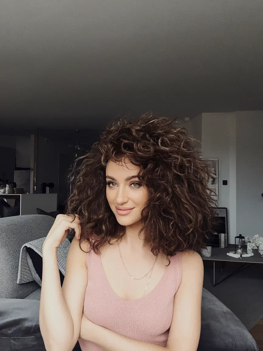 fall haircuts 2025 oval face Voluminous Natural Curls with Rounded Shape