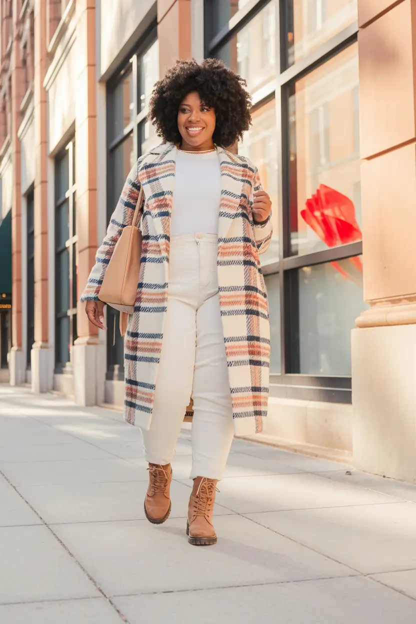 plus size fall fashion Light and Layered: Fall Neutrals with Street Charm