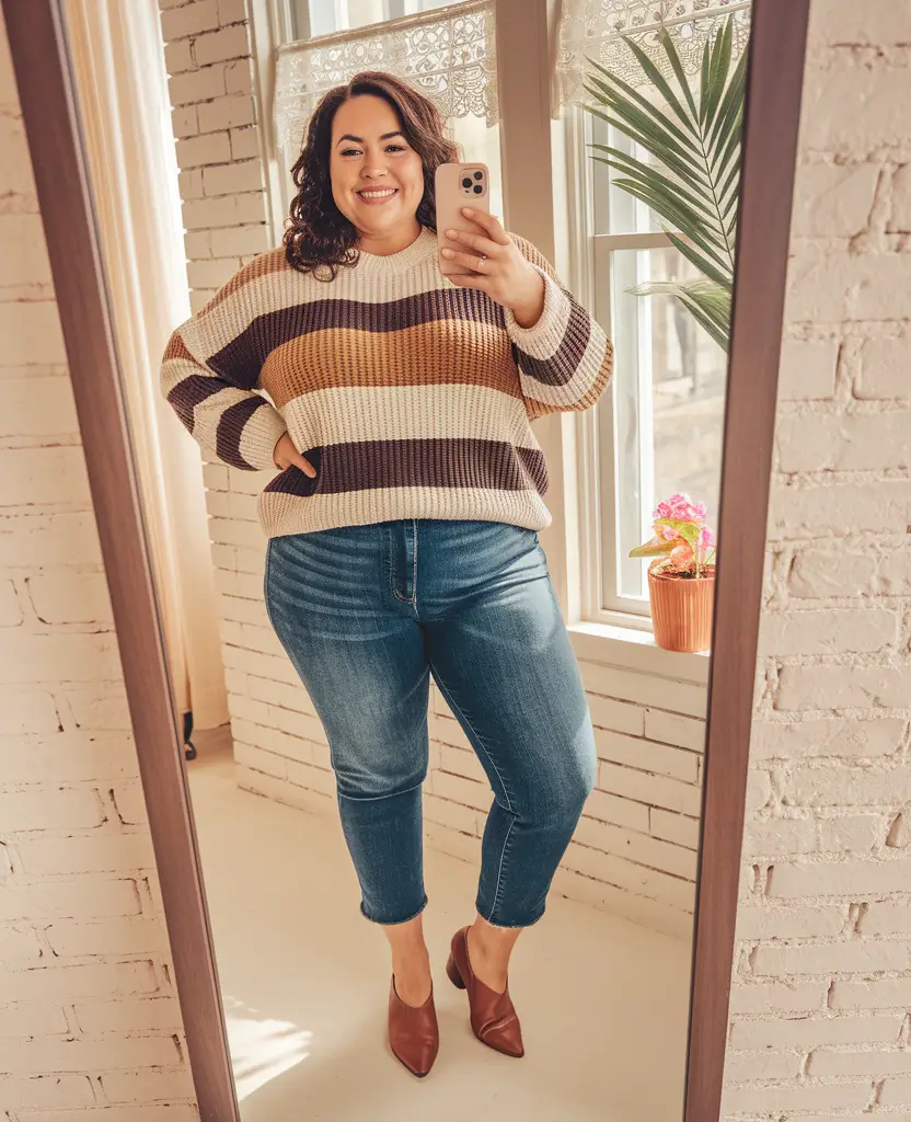 plus size fall fashion Colorblock Comfort Meets Curve Confidence