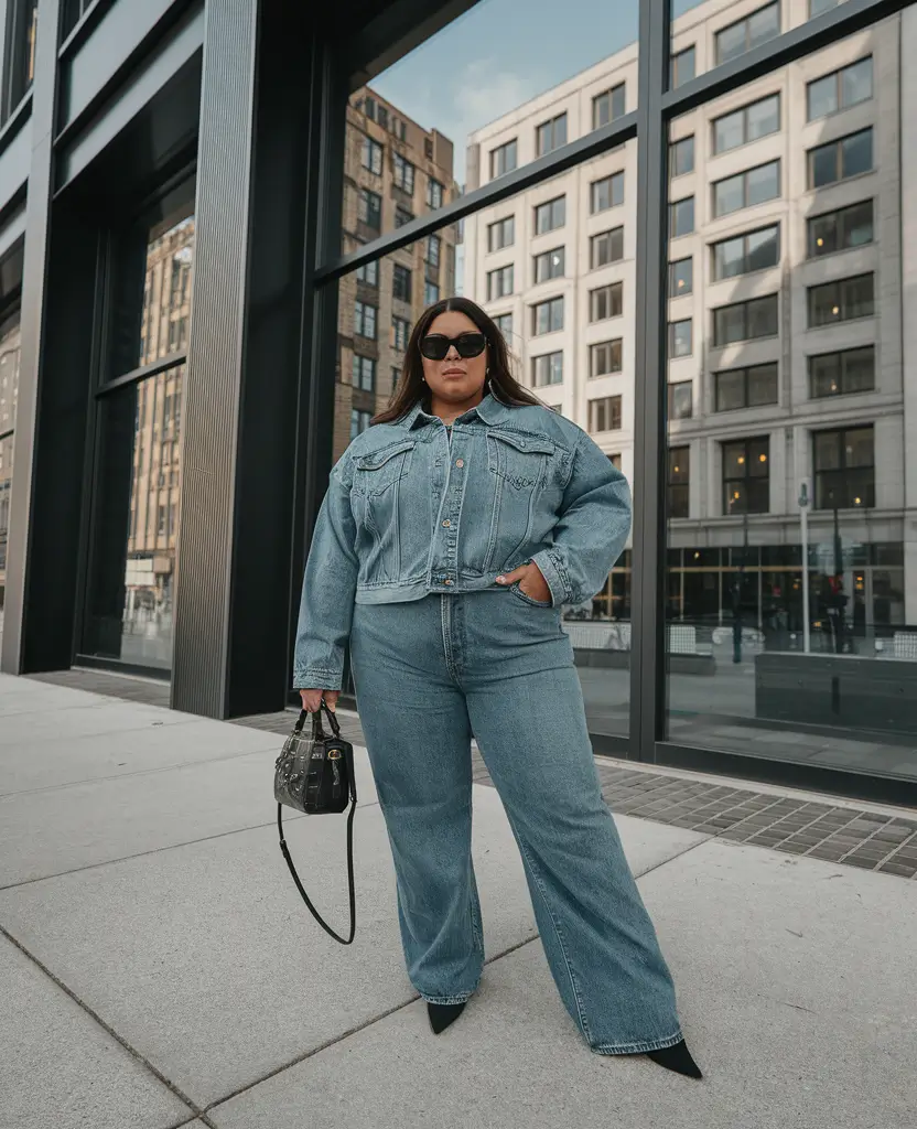 plus size fall fashion Modern Denim Suiting with Street-Ready Attitude
