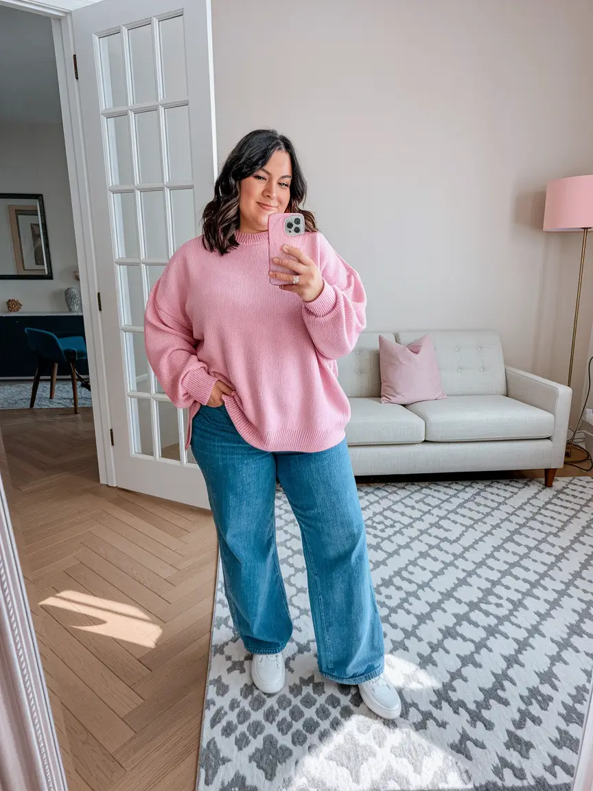plus size fall fashion Bubblegum and Denim: Soft, Sweet, and Surprisingly Sharp