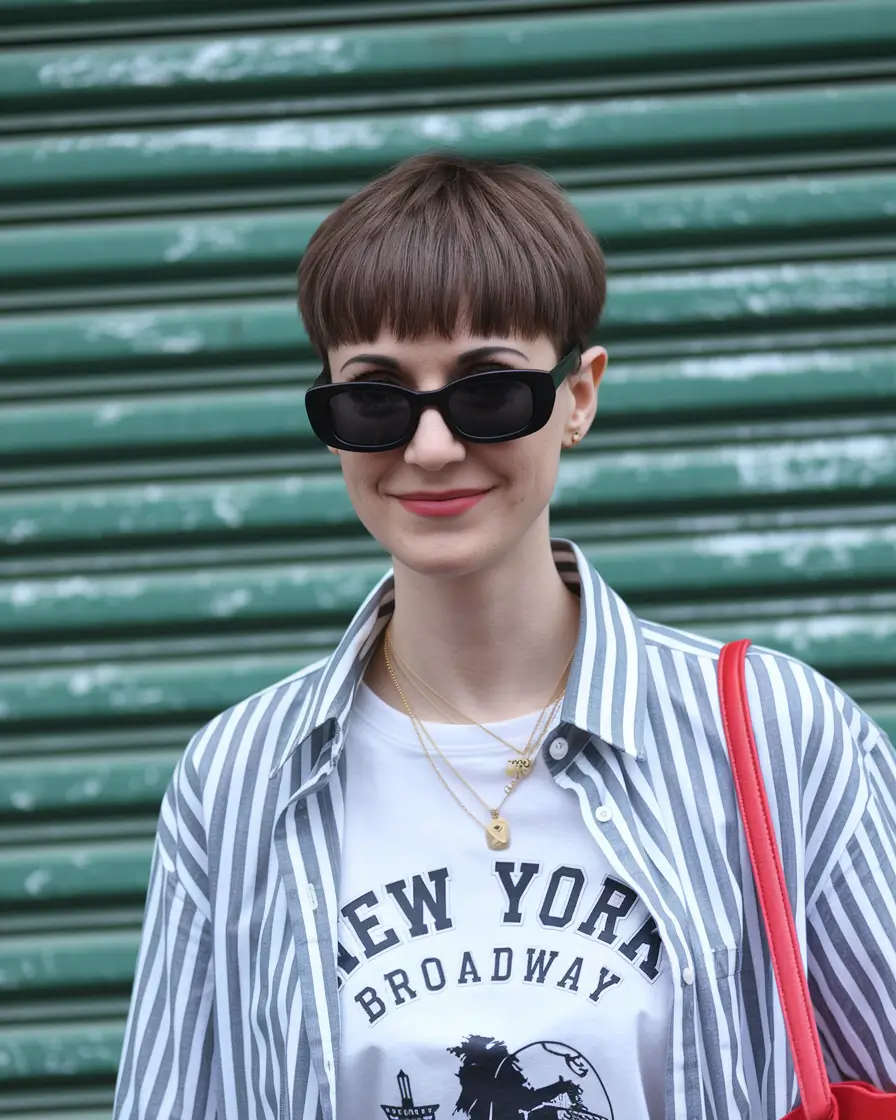 2025 short Modern Bowl Cut with Bold Bangs