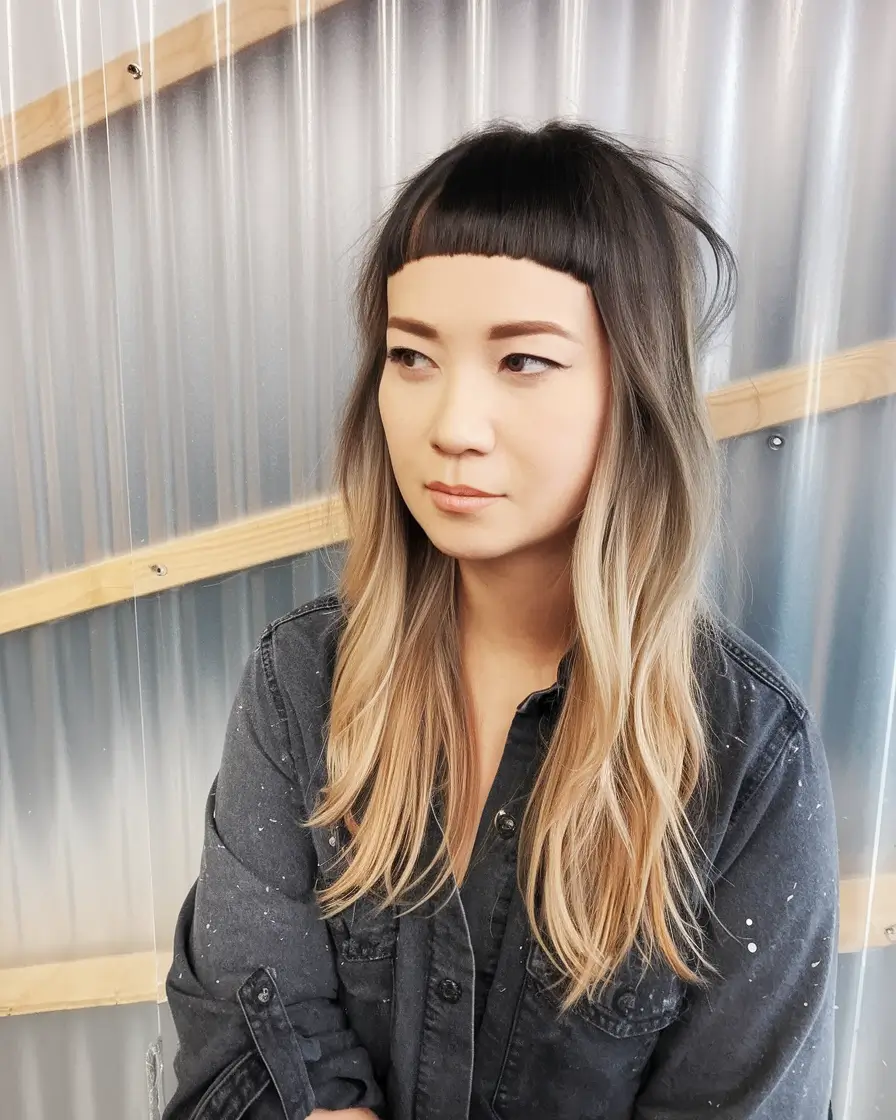 fall haircuts 2025 + Blunt Micro Bangs with Gradient Length