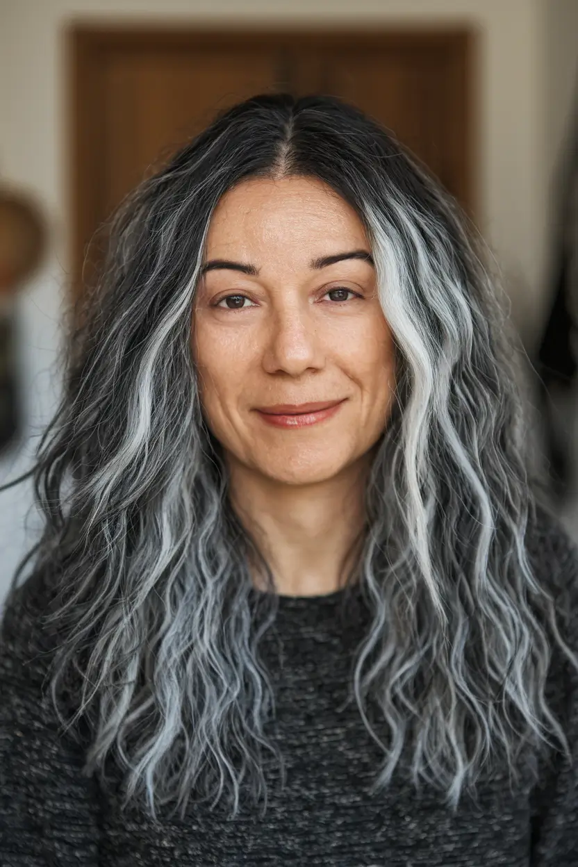Fall haircuts for women over 50 Soft Natural Waves with Ashy Highlights